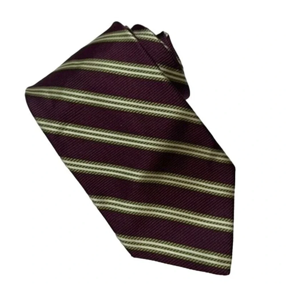 Brooks Basics Silk Tie Striped Maroon Green White Classic NWT Preppy Officecore